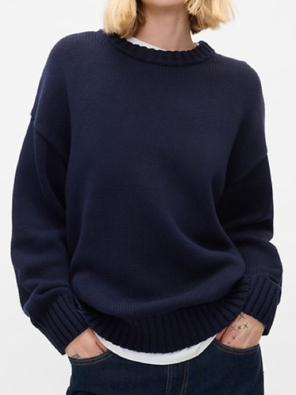 GAP 100% Cotton Oversized Sweater in Navy